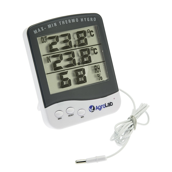 Digital Min Max Thermometer Hygrometer With External Probe - Progrow